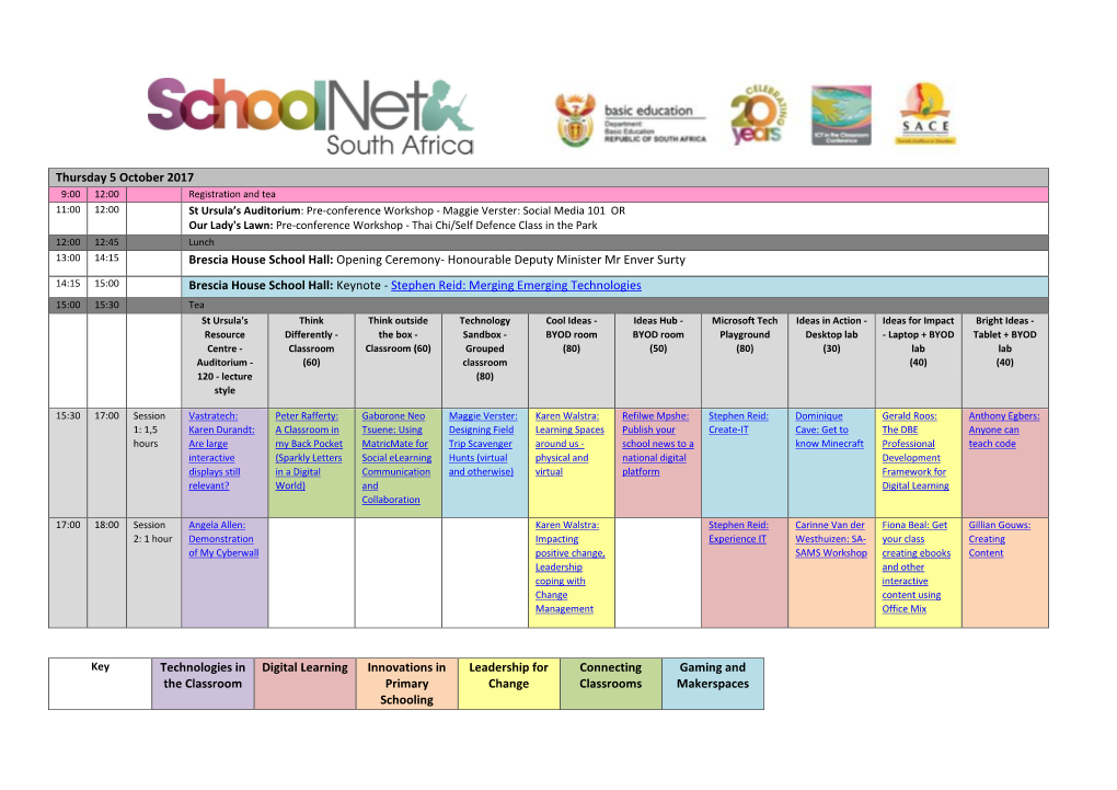 Thursday 5 October 2017 Brescia House School Hall: Opening