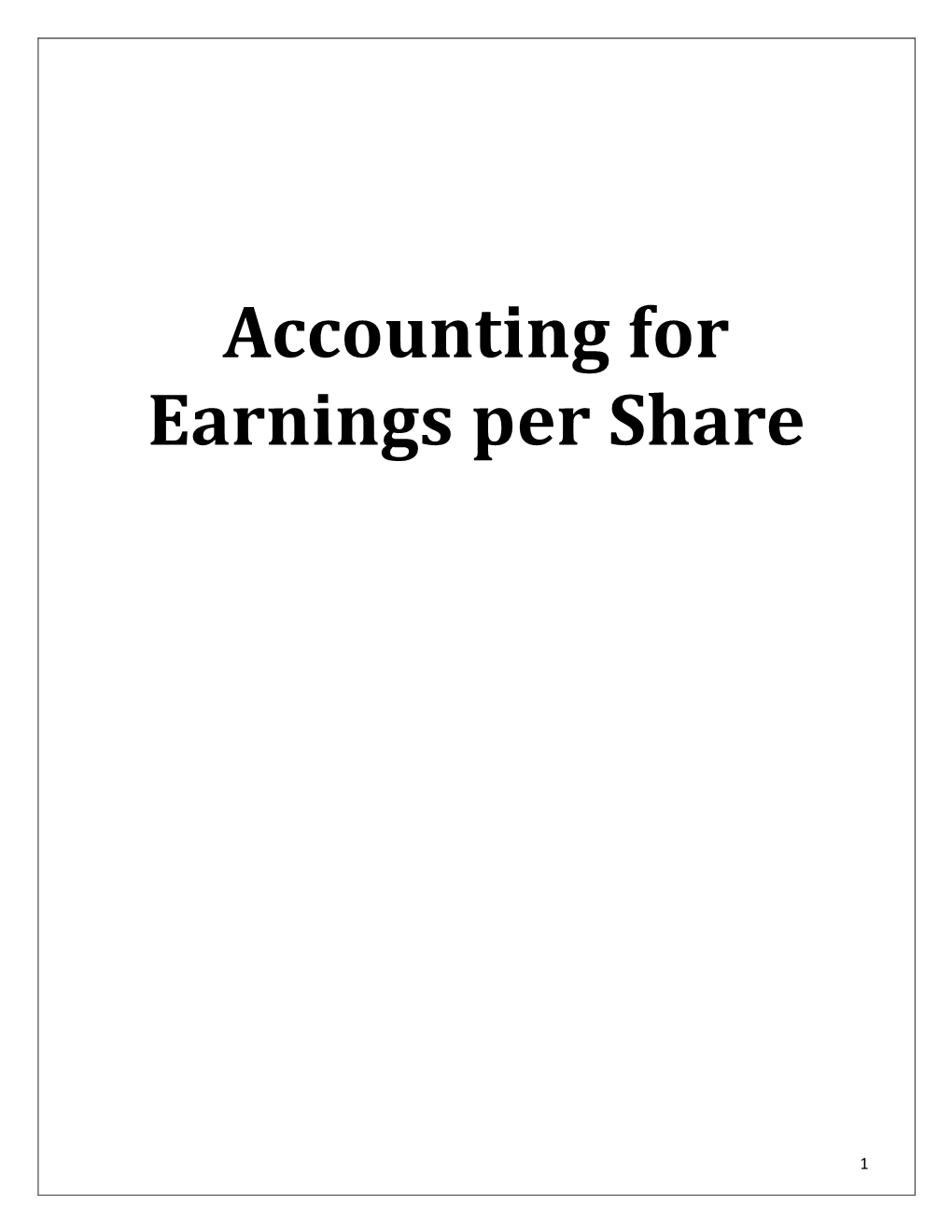 Accouting for Earnings Per Share