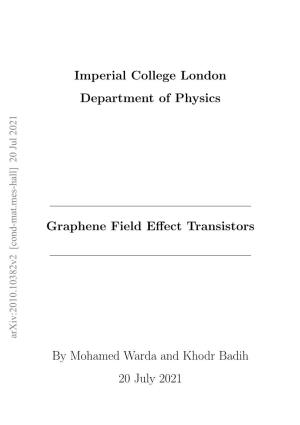 Imperial College London Department of Physics Graphene Field Effect