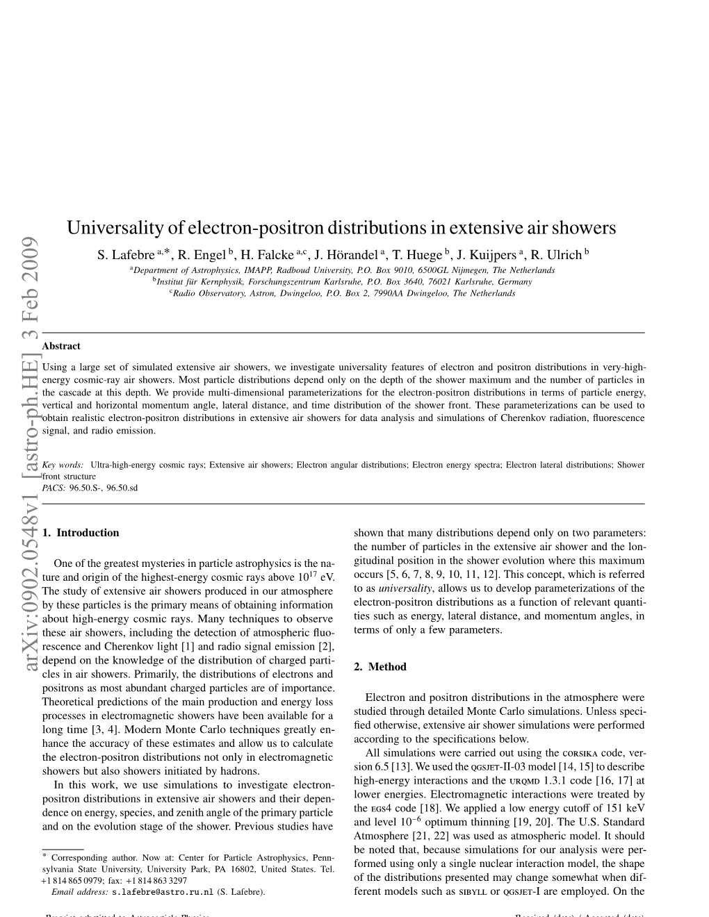 Universality of Electron-Positron Distributions in Extensive Air Showers S