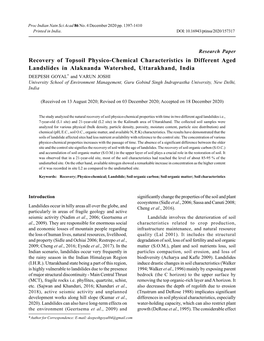 Recovery of Topsoil Physico-Chemical Characteristics