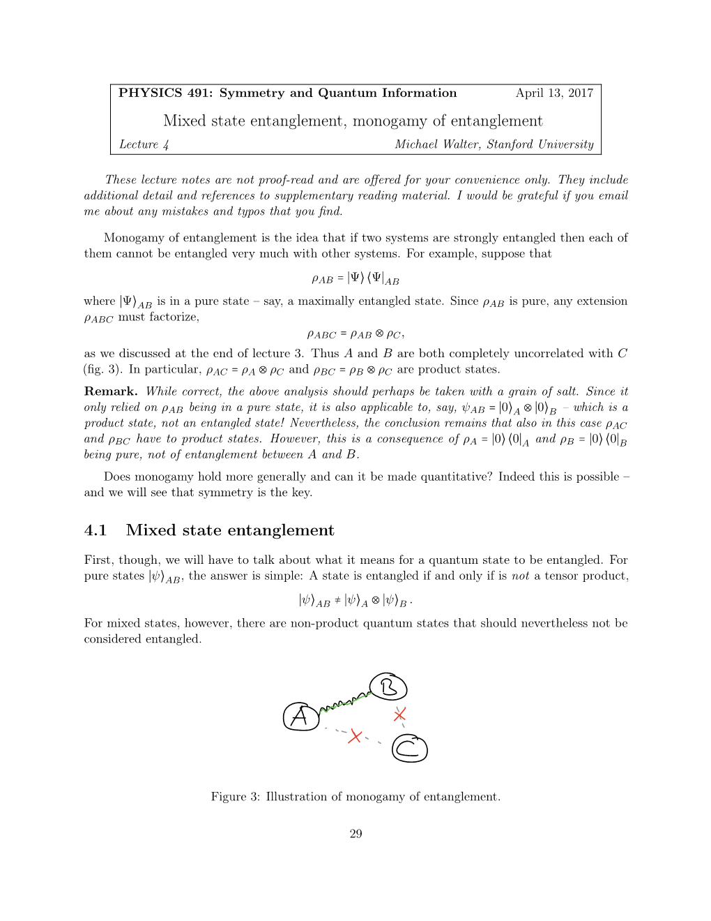 Mixed State Entanglement, Monogamy of Entanglement 4.1 Mixed State Entanglement