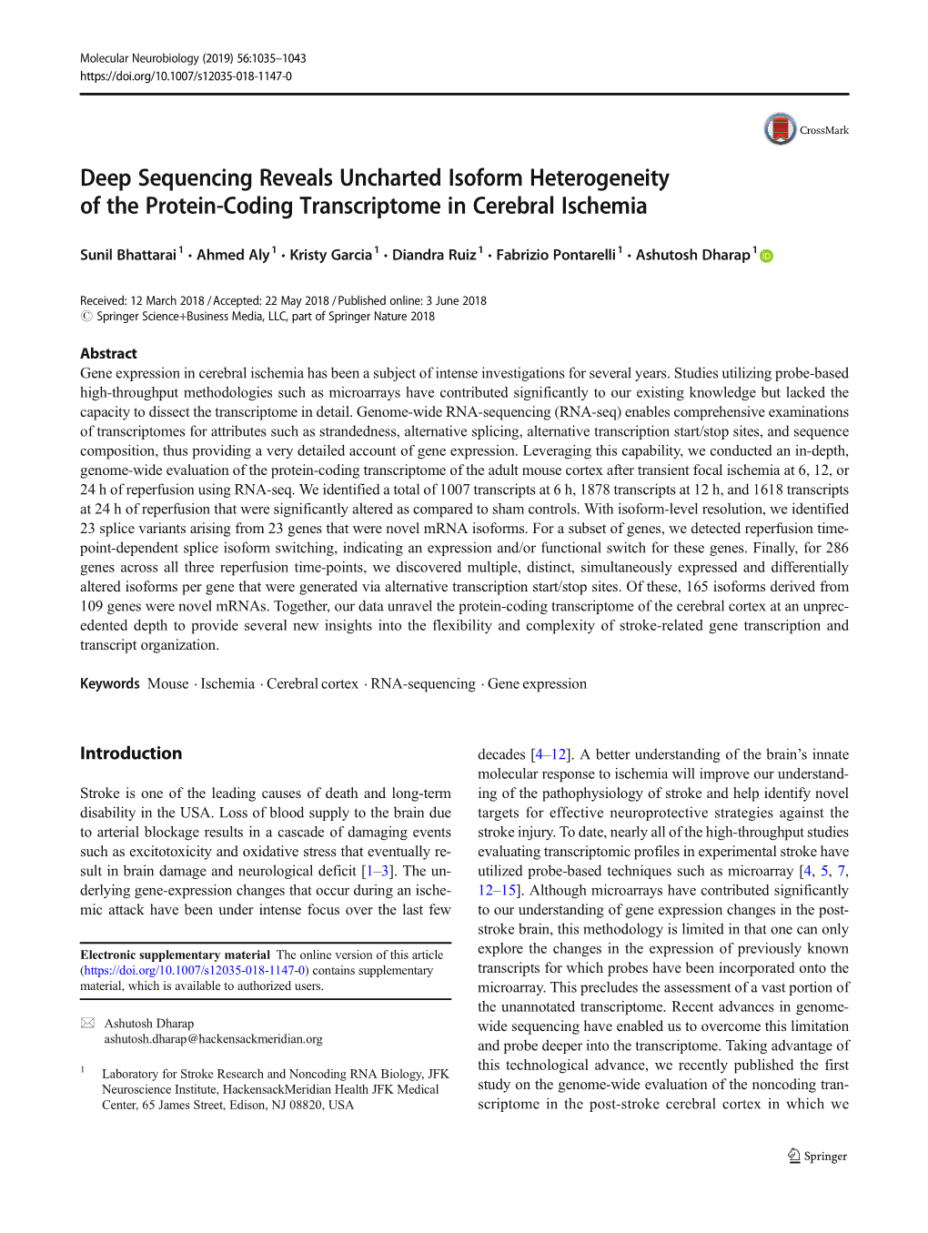 Deep Sequencing Reveals Uncharted Isoform Heterogeneity of the Protein-Coding Transcriptome in Cerebral Ischemia