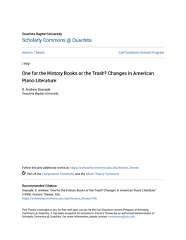 Changes in American Piano Literature