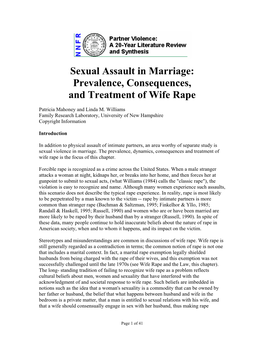 Prevalence, Consequences, and Treatment of Wife Rape