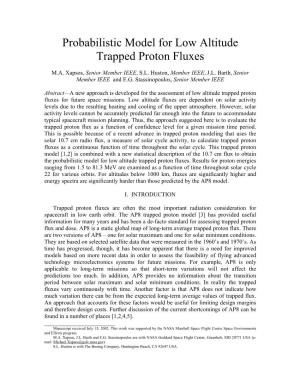 Probabilistic Model for Low Altitude Trapped Proton Fluxes