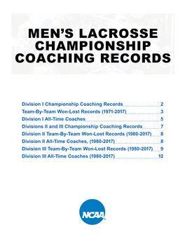 Men's Lacrosse Championship Coaching Records