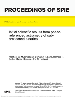 Initial Scientific Results from Phase-Referenced Astrometry of Sub-Arcsecond Binaries," Proc
