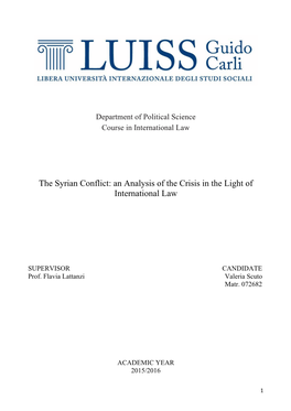 The Syrian Conflict: an Analysis of the Crisis in the Light of International Law