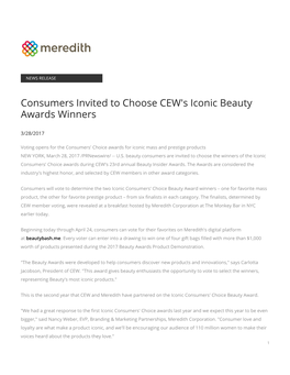 Consumers Invited to Choose CEW's Iconic Beauty Awards Winners