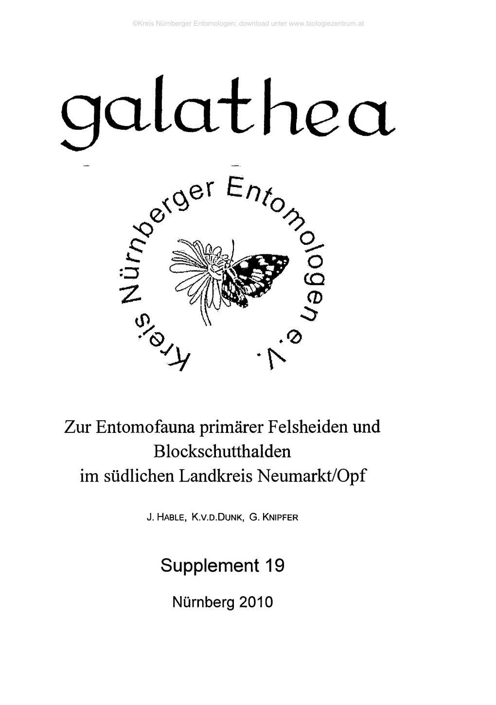 Zur Entomofauna Primärer Felsheiden Und Blockschutthalden Im Südlichen Landkreis Neumarkt/Opf