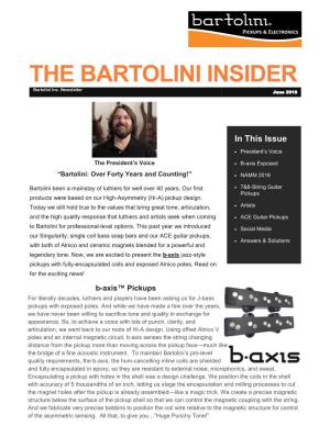 THE BARTOLINI INSIDER Bartolini Inc
