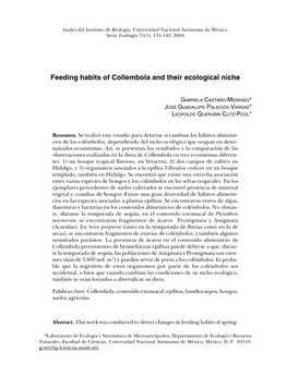 Feeding Habits of Collembola and Their Ecological Niche