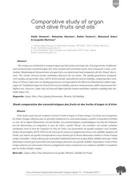 Comparative Study of Argan and Olive Fruits and Oils