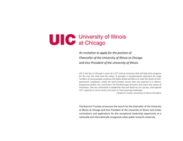 White Paper and Position Description, UIC Chancellor and Vice President