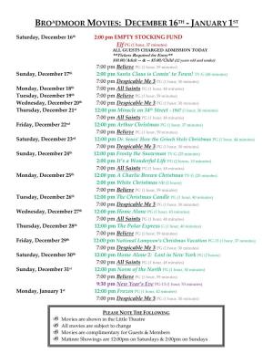 Broadmoor Movies: December 16Th - January 1St