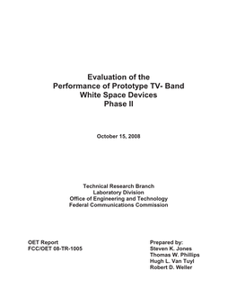 Phase II TVBD Testing Report