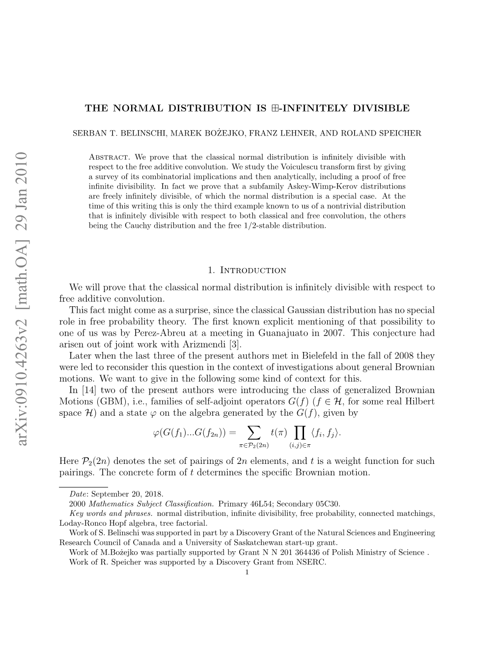 The Normal Distribution Is $\Boxplus $-Infinitely Divisible