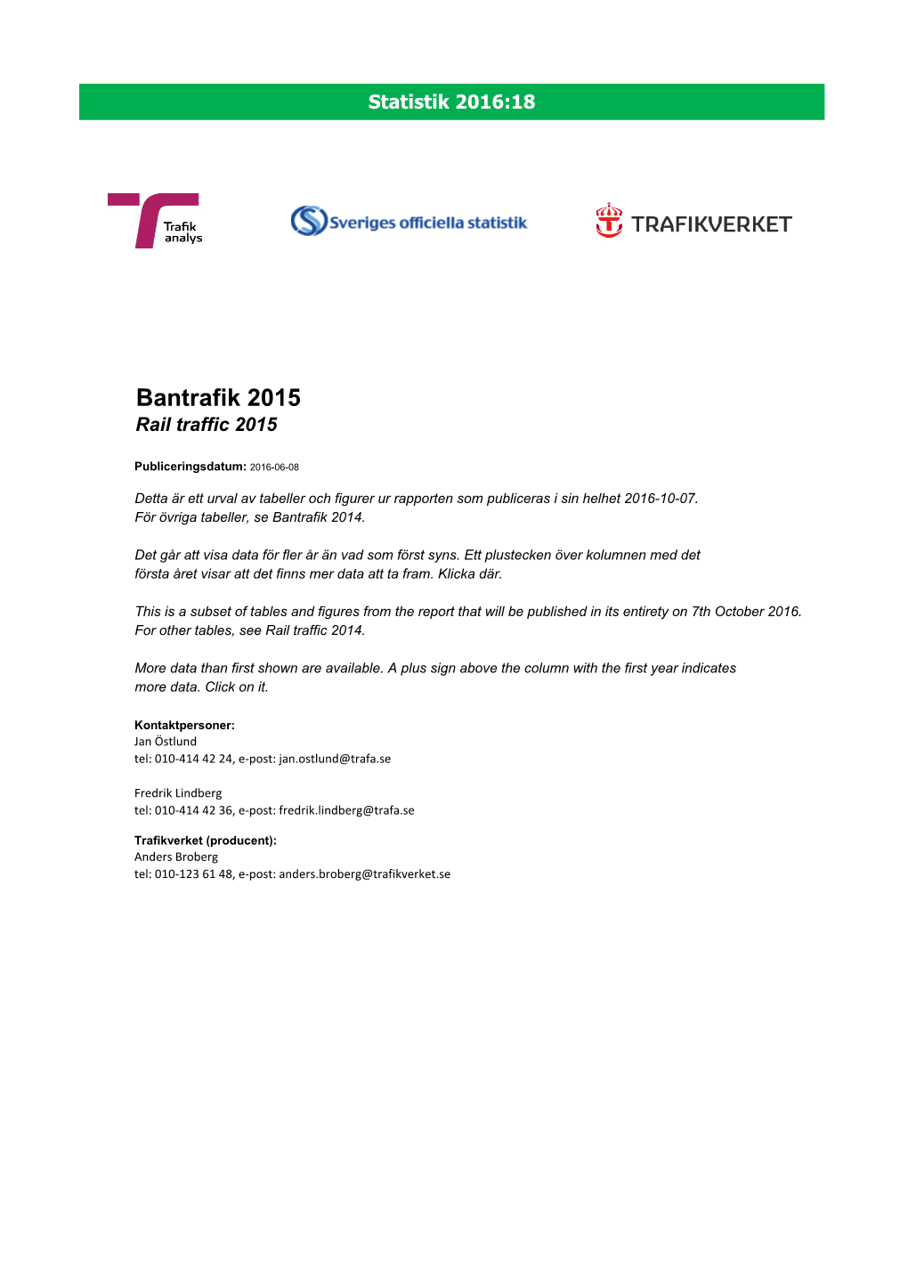 Bantrafik 2015 Rail Traffic 2015