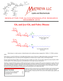 Gb3 and Lyso-Gb3 and Fabry Disease