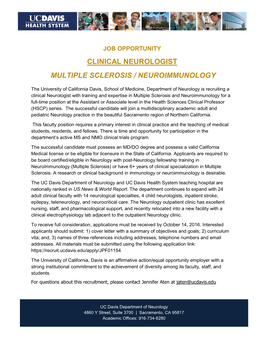 Clinical Neurologist Multiple Sclerosis / Neuroimmunology