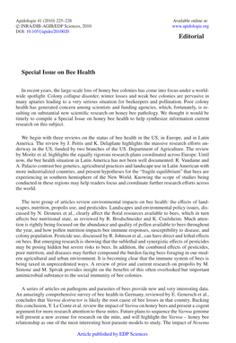Special Issue on Bee Health
