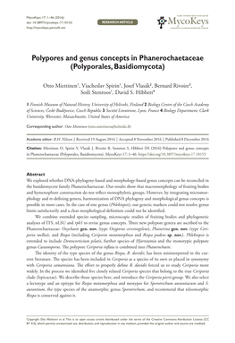 Polypores and Genus Concepts in Phanerochaetaceae (Polyporales