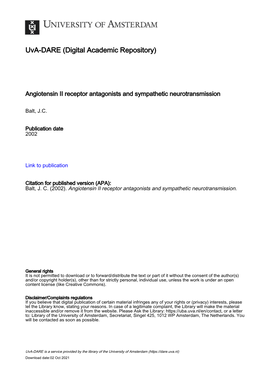 Angiotensin II Receptor Antagonists and Sympathetic Neurotransmission