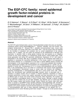 The EGF-CFC Family: Novel Epidermal Growth Factor-Related Proteins in Development and Cancer