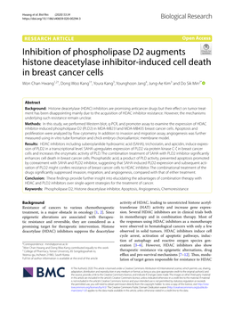 Inhibition of Phospholipase D2 Augments Histone Deacetylase