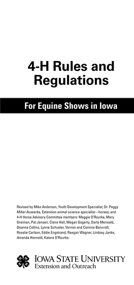4-H Rules & Regulations for Equine Shows in Iowa