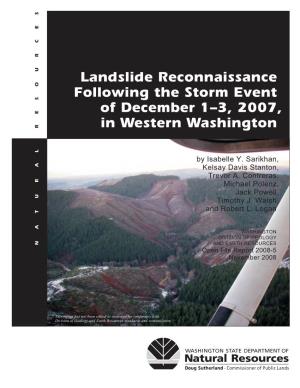 Landslide Reconnaissance Following the Storm Event of December 1–3, 2007