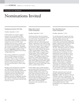 Nominations Invited