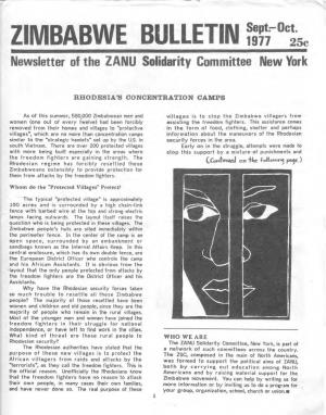 ZIMBABWE BULLETIN 197725C Newsletter of the ZANU Solidarity Committee New York