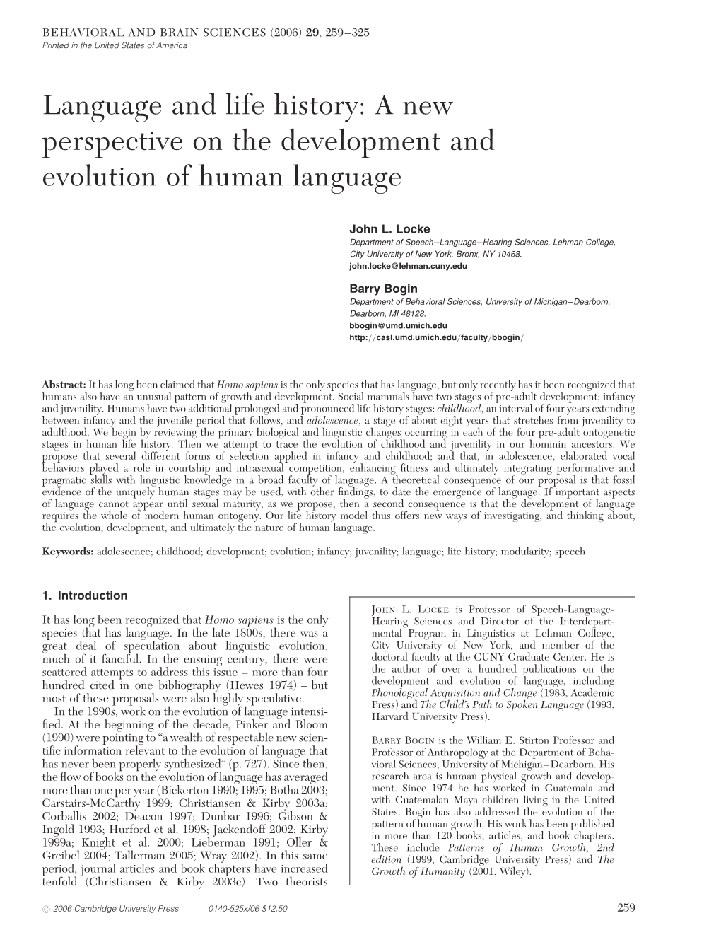 A New Perspective on the Development and Evolution of Human Language