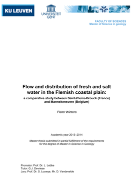 Flow and Distribution of Fresh and Salt Water in the Flemish Coastal Plain: a Comparative Study Between Saint-Pierre-Brouck (France) and Mannekensvere (Belgium)