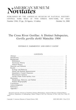 The Cross River Gorillas: a Distinct Subspecies, Gorilla Gorilla Diehli Matschie 1904