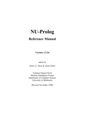 NU-Prolog Reference Manual