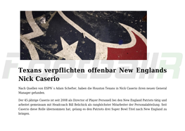 Texans Verpflichten Offenbar New Englands Nick Caserio