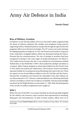 Army Air Defence in India, by Naresh Chand