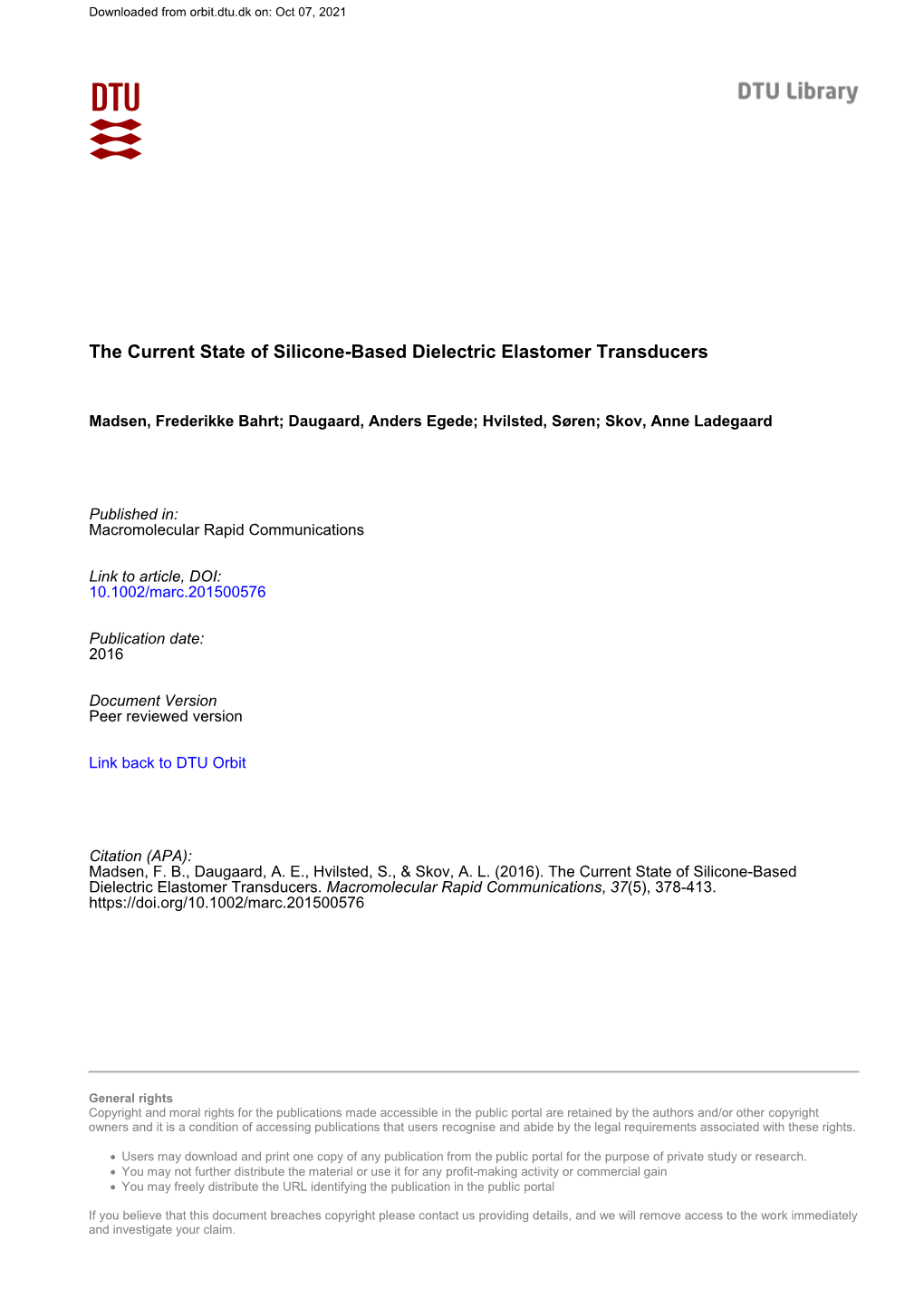 The Current State of Silicone-Based Dielectric Elastomer Transducers