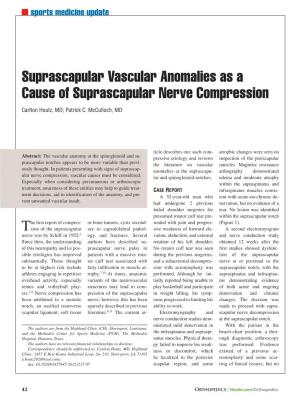 Suprascapular Vascular Anomalies As a Cause of Suprascapular Nerve Compression