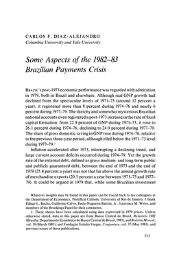 Some Aspects of the 1982-83 Brazilian Payments Crisis