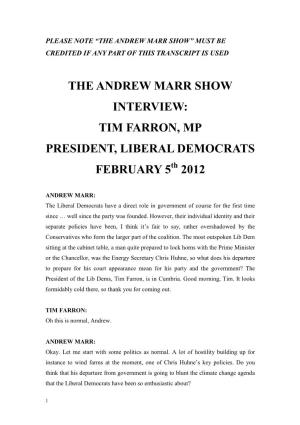 The Andrew Marr Show” Must Be Credited If Any Part of This Transcript Is Used
