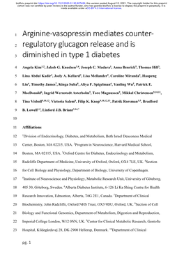 Regulatory Glucagon Release and Is Diminished in Type 1 Diabetes