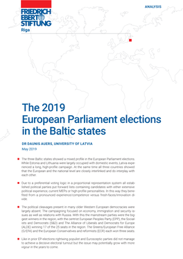 The 2019 European Parliament Elections in the Baltic States