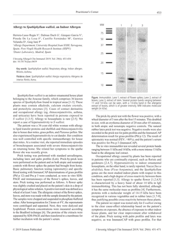 Allergy to Spathiphyllum Wallisii, an Indoor Allergen