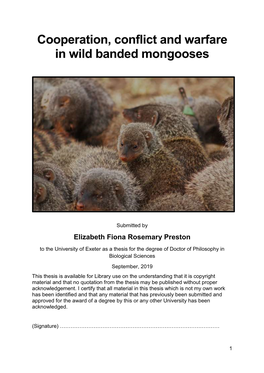 Cooperation, Conflict and Warfare in Wild Banded Mongooses