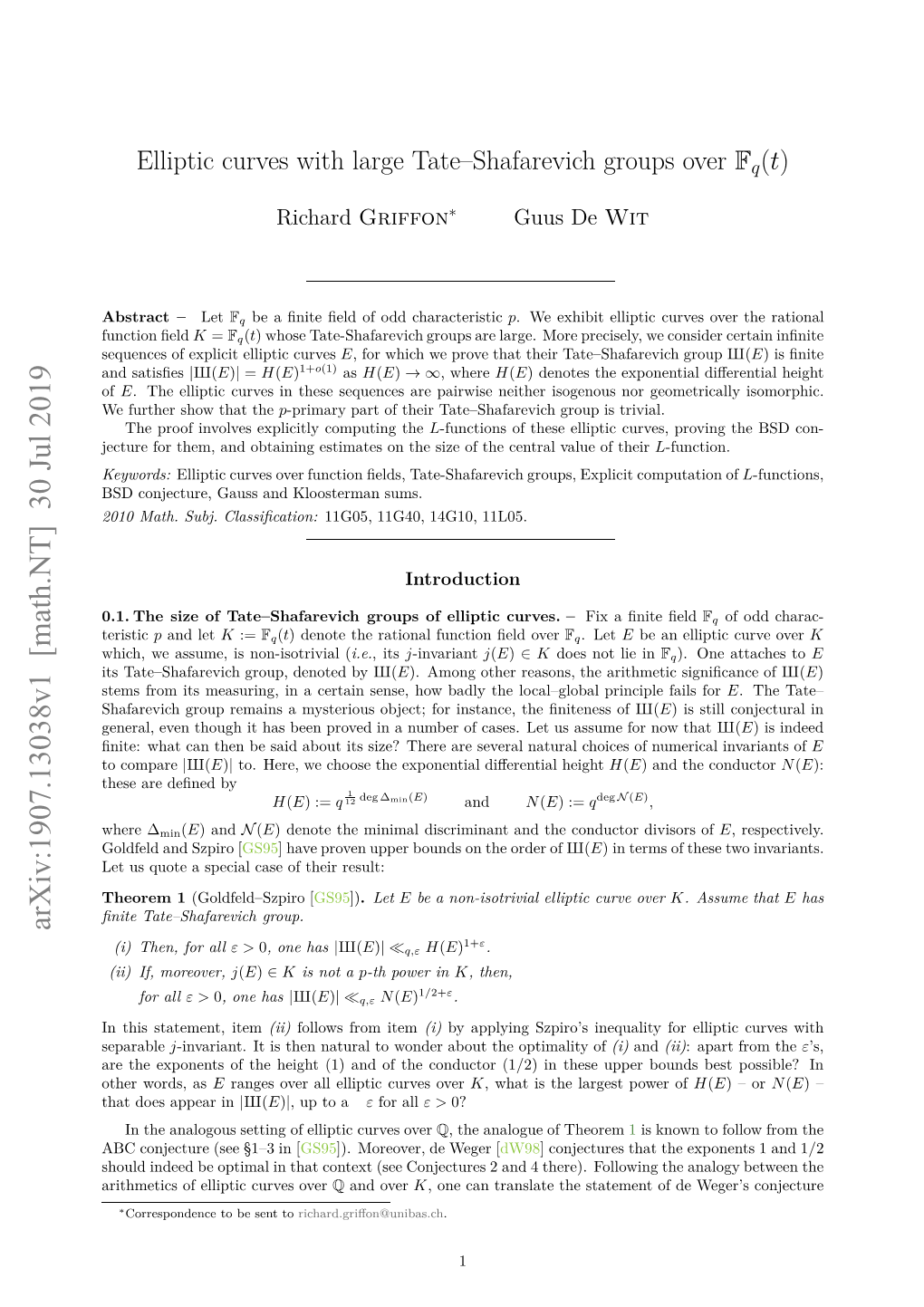 Elliptic Curves with Large Tate–Shafarevich Groups Over Fq(T)