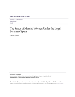 The Status of Married Women Under the Legal System of Spain, 42 La